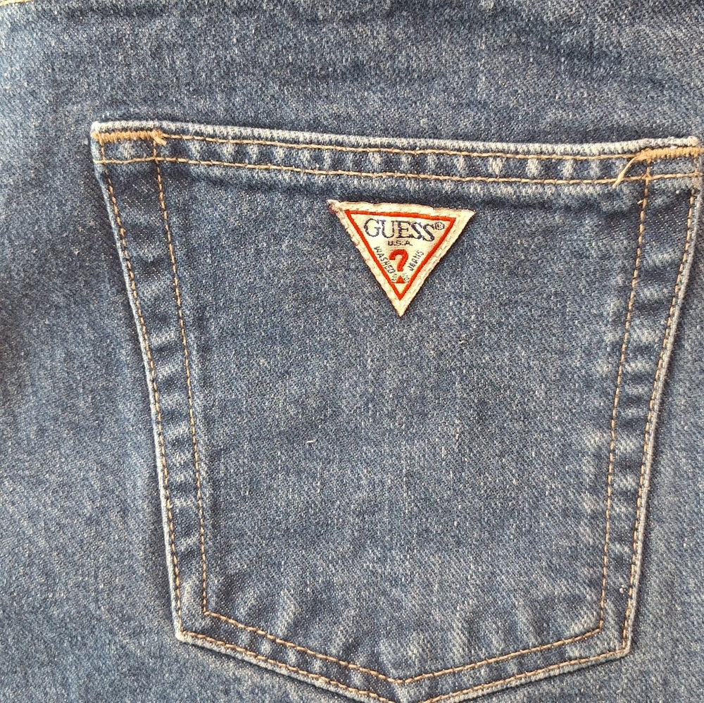 Guess Vintage Jeans Men's 32x28(tag 34)Straight Medium Wash with Triangle Log